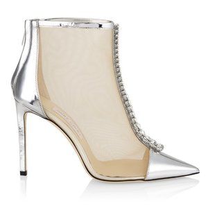 Jimmy Choo Bing 100 Metallic Leather & Mesh Booties